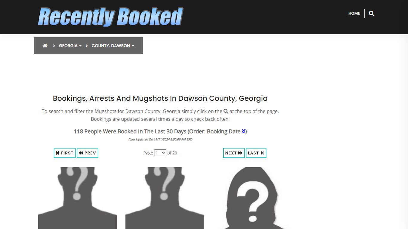 Bookings, Arrests and Mugshots in Dawson County, Georgia - Recently Booked